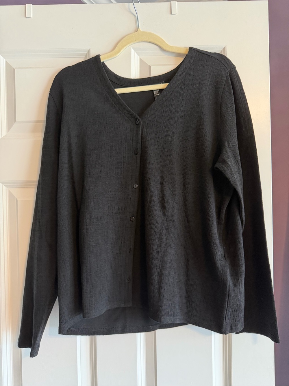 Eileen Fisher Black Button-Front Top